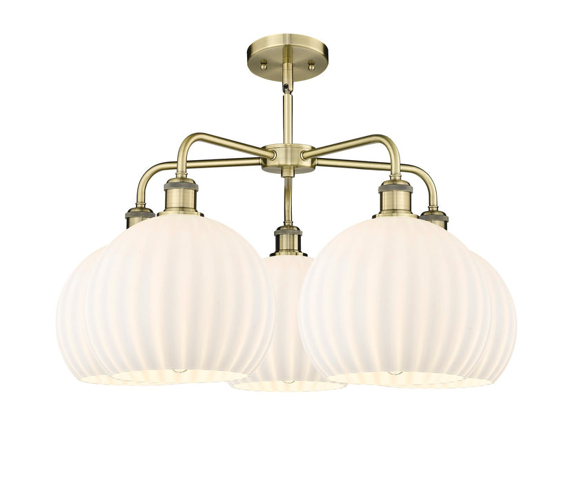 Innovations 516-5CR-AB-G1217-10WV LED Chandelier, Antique Brass