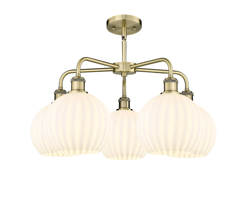 Innovations 516-5CR-AB-G1217-8WV LED Chandelier, Antique Brass