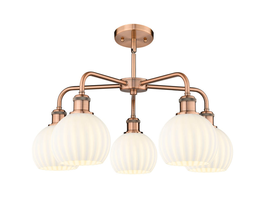 Innovations 516-5CR-AC-G1217-6WV LED Chandelier, Antique Copper