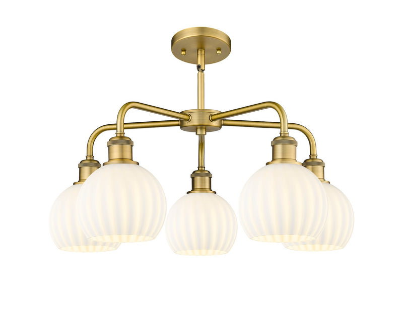 Innovations 516-5CR-BB-G1217-6WV LED Chandelier, Brushed Brass