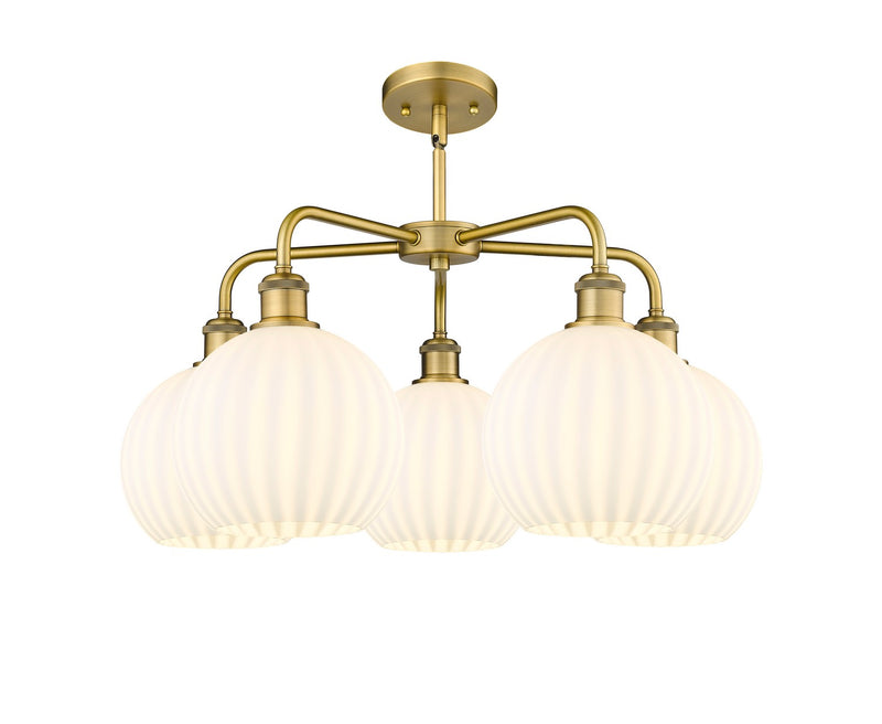 Innovations 516-5CR-BB-G1217-8WV LED Chandelier, Brushed Brass