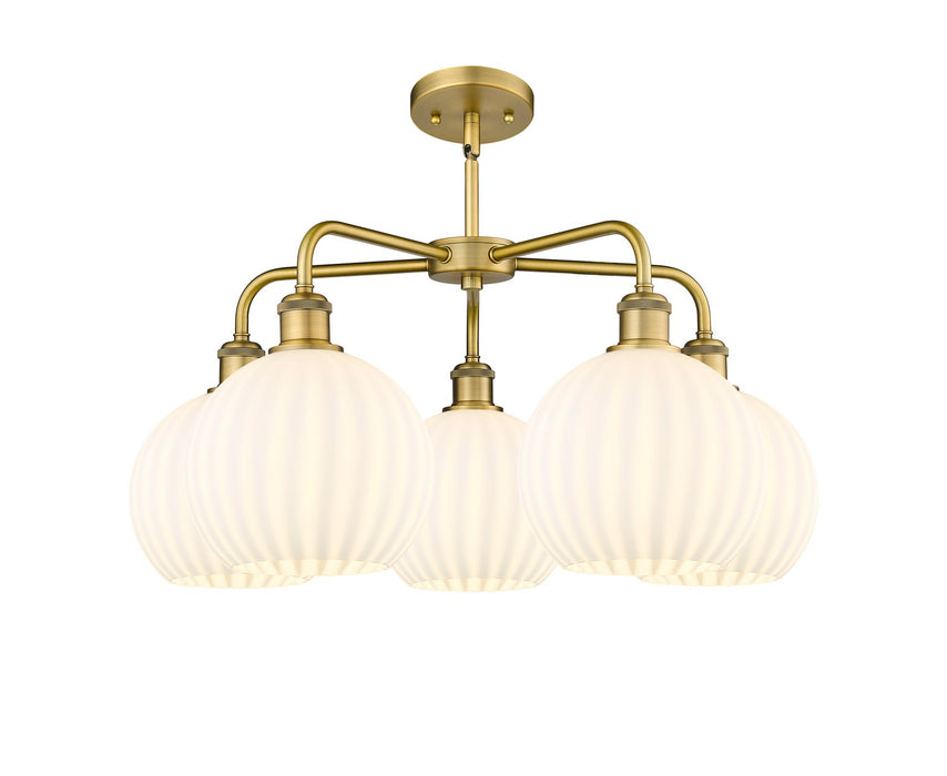 Innovations 516-5CR-BB-G1217-8WV LED Chandelier, Brushed Brass