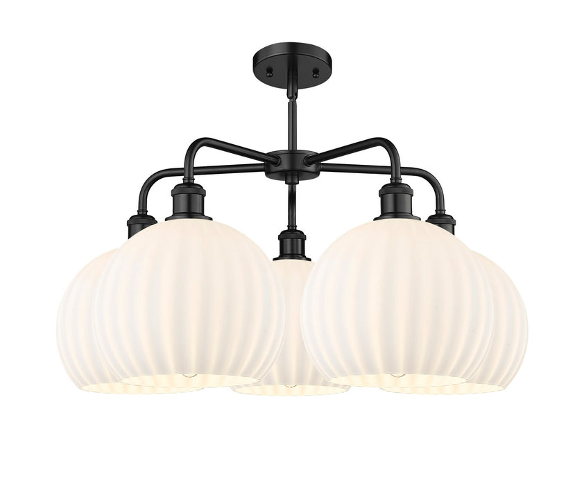 Innovations 516-5CR-BK-G1217-10WV LED Chandelier, Matte Black