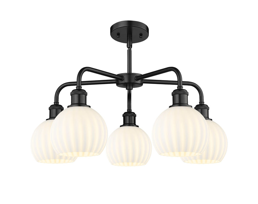 Innovations 516-5CR-BK-G1217-6WV LED Chandelier, Matte Black