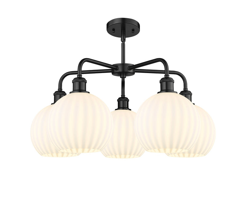 Innovations 516-5CR-BK-G1217-8WV LED Chandelier, Matte Black