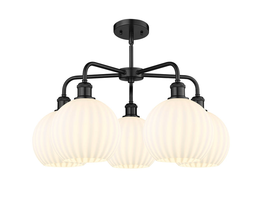 Innovations 516-5CR-BK-G1217-8WV LED Chandelier, Matte Black