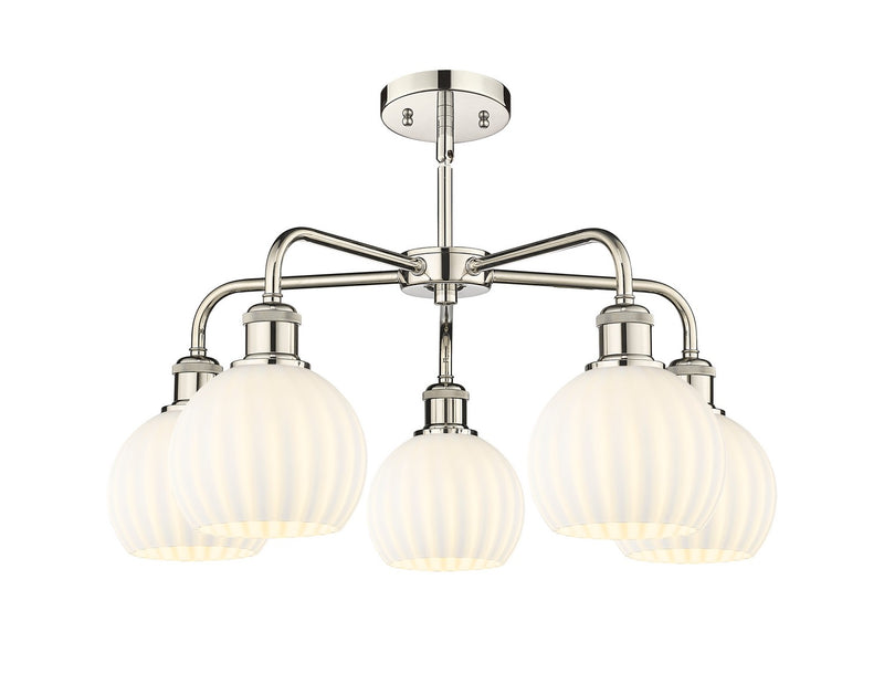 Innovations 516-5CR-PN-G1217-6WV LED Chandelier, Polished Nickel