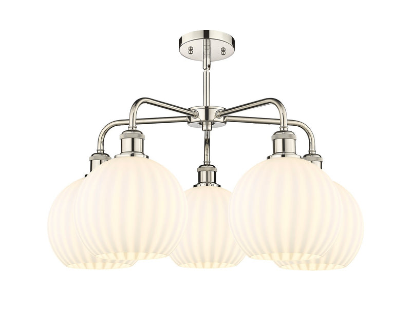Innovations 516-5CR-PN-G1217-8WV LED Chandelier, Polished Nickel
