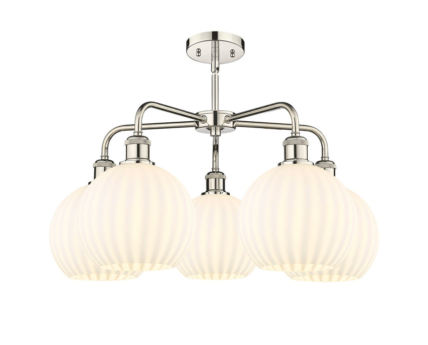 Innovations 516-5CR-PN-G1217-8WV LED Chandelier, Polished Nickel