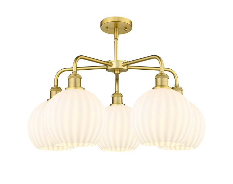 Innovations 516-5CR-SG-G1217-8WV LED Chandelier, Satin Gold