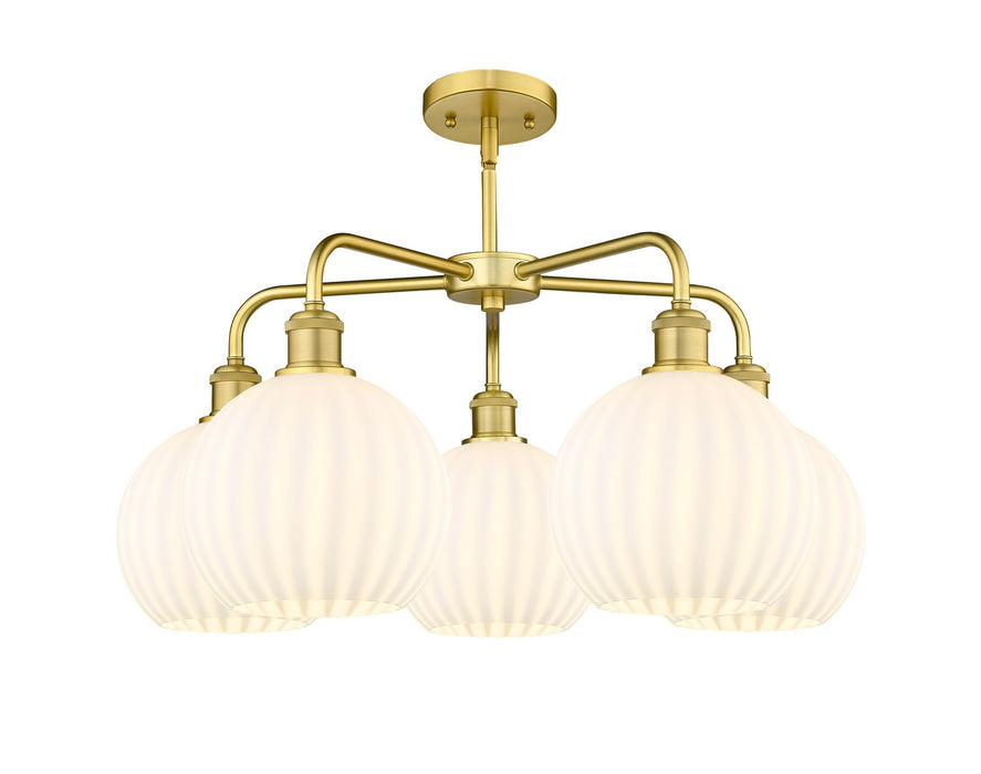 Innovations 516-5CR-SG-G1217-8WV LED Chandelier, Satin Gold