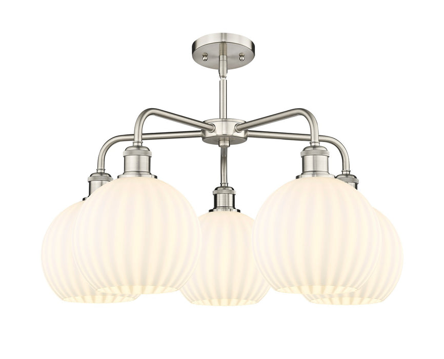 Innovations 516-5CR-SN-G1217-8WV LED Chandelier, Satin Nickel