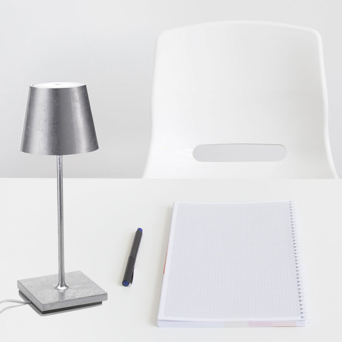 Zafferano LD0320BFA LED Table Lamp, Silver leaf