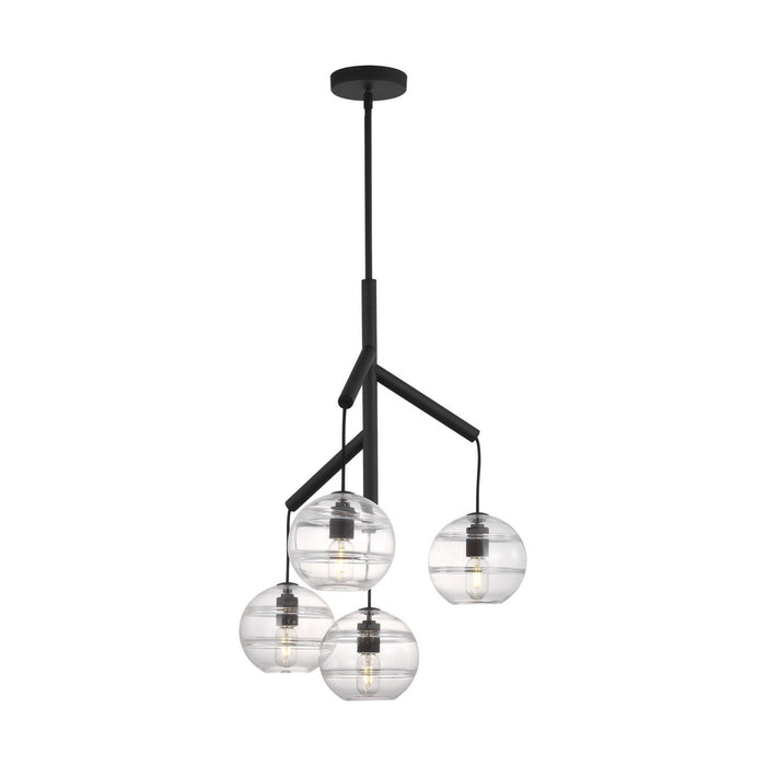 Visual Comfort Modern 700SDNMPR1CB Four Light Chandelier, Nightshade Black