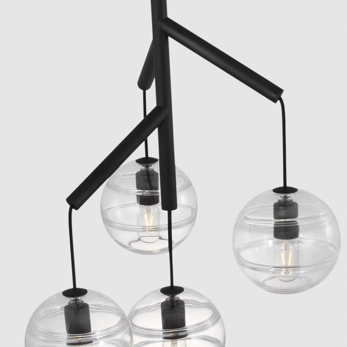 Visual Comfort Modern 700SDNMPR1CB Four Light Chandelier, Nightshade Black