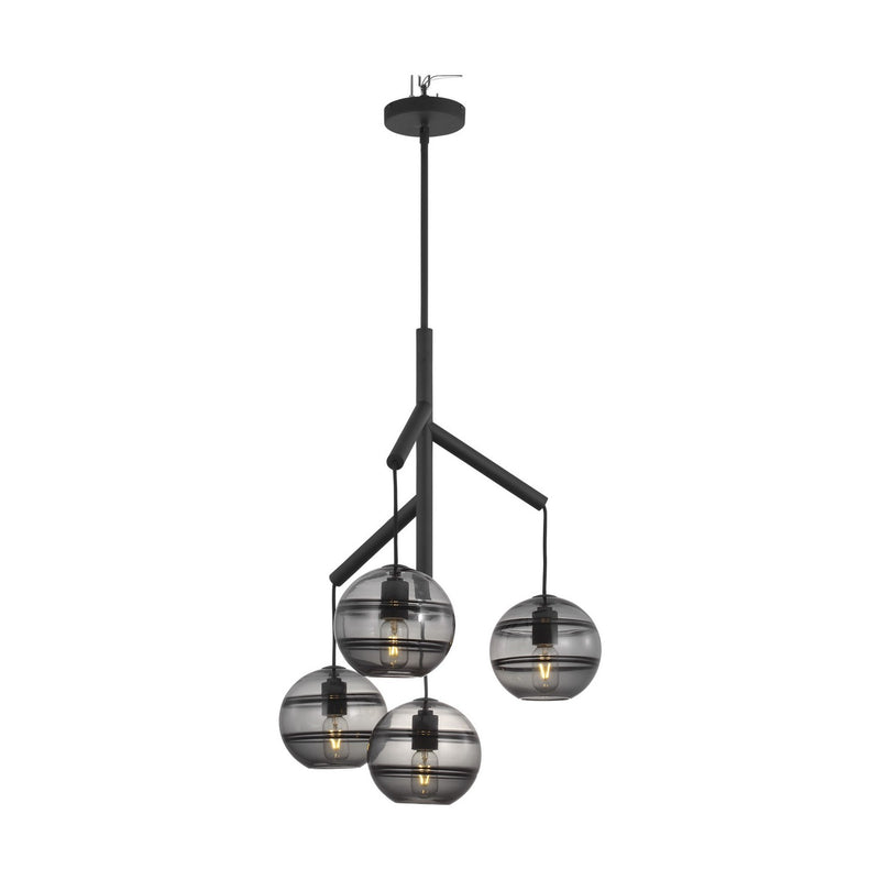 Visual Comfort Modern 700SDNMPR1KB Four Light Chandelier, Nightshade Black