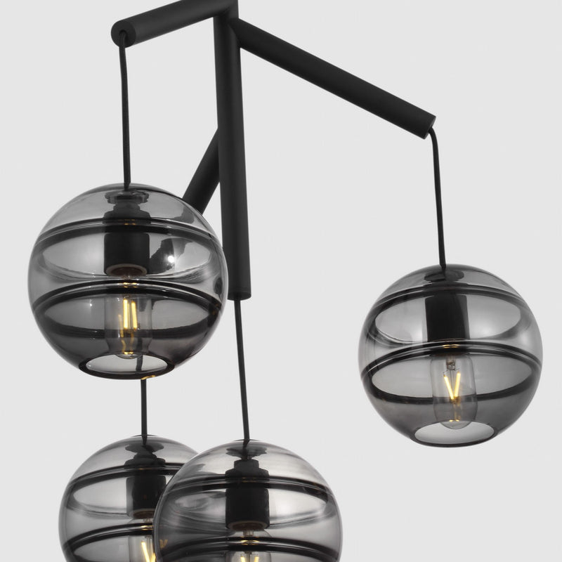 Visual Comfort Modern 700SDNMPR1KB-LED927 LED Chandelier, Nightshade Black