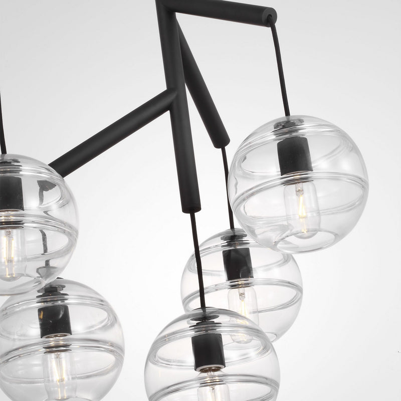 Visual Comfort Modern 700SDNMPL2CB Eight Light Chandelier, Nightshade Black