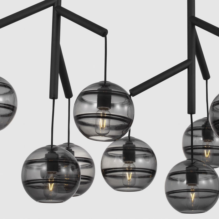 Visual Comfort Modern 700SDNMPL2KB Eight Light Chandelier, Nightshade Black