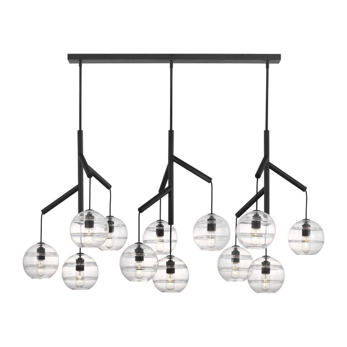 Visual Comfort Modern 700SDNMPL3CB 12 Light Chandelier, Nightshade Black