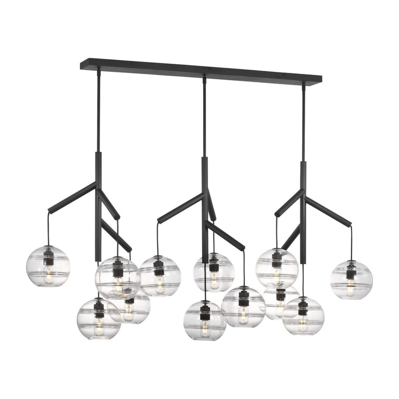Visual Comfort Modern 700SDNMPL3CB 12 Light Chandelier, Nightshade Black