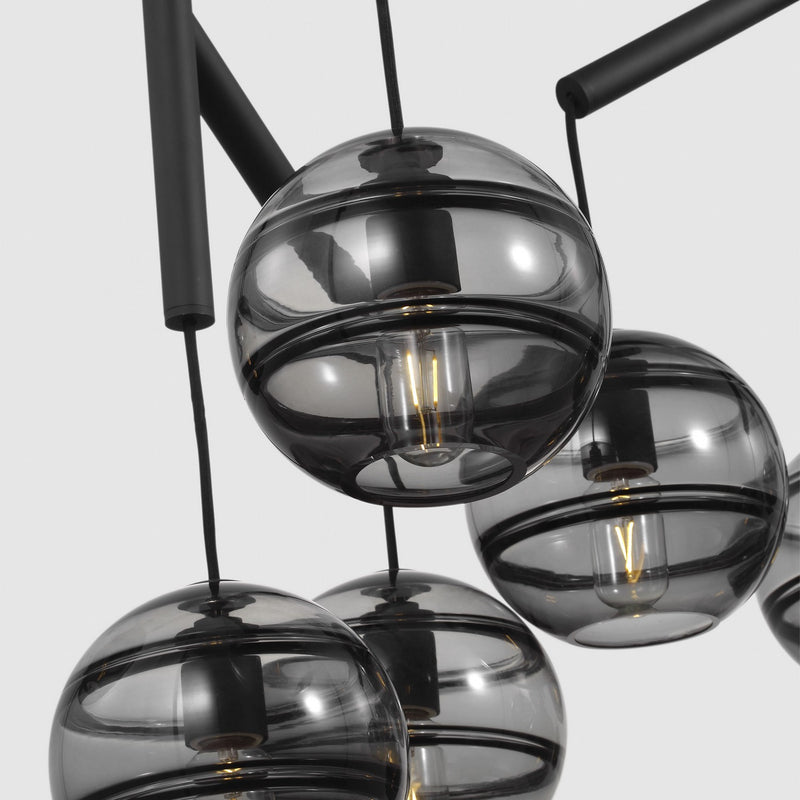Visual Comfort Modern 700SDNMPL3KB 12 Light Chandelier, Nightshade Black