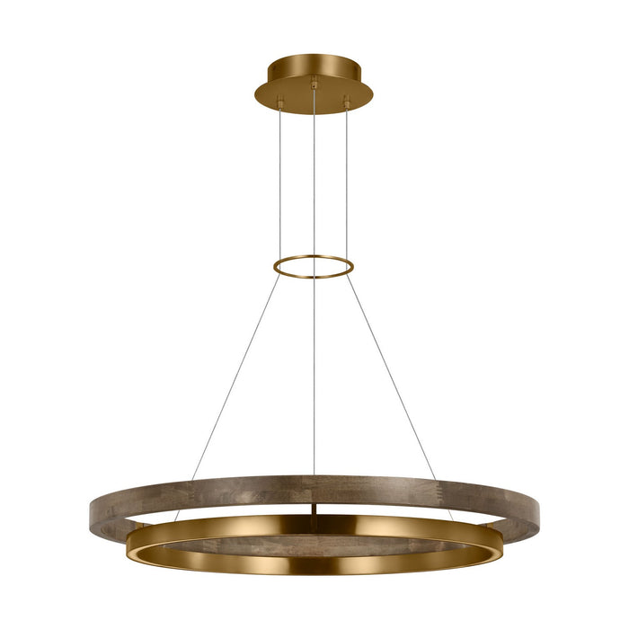 Visual Comfort Modern 700GRC36NBW-LED930 LED Chandelier, Natural Brass/ Weathered Oak