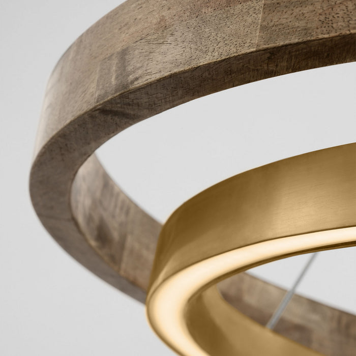 Visual Comfort Modern 700GRC36NBW-LED930 LED Chandelier, Natural Brass/ Weathered Oak