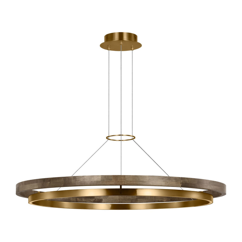 Visual Comfort Modern 700GRC48NBW-LED930 LED Chandelier, Natural Brass/ Weathered Oak