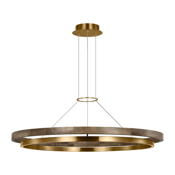 Visual Comfort Modern 700GRC48NBW-LED930 LED Chandelier, Natural Brass/ Weathered Oak
