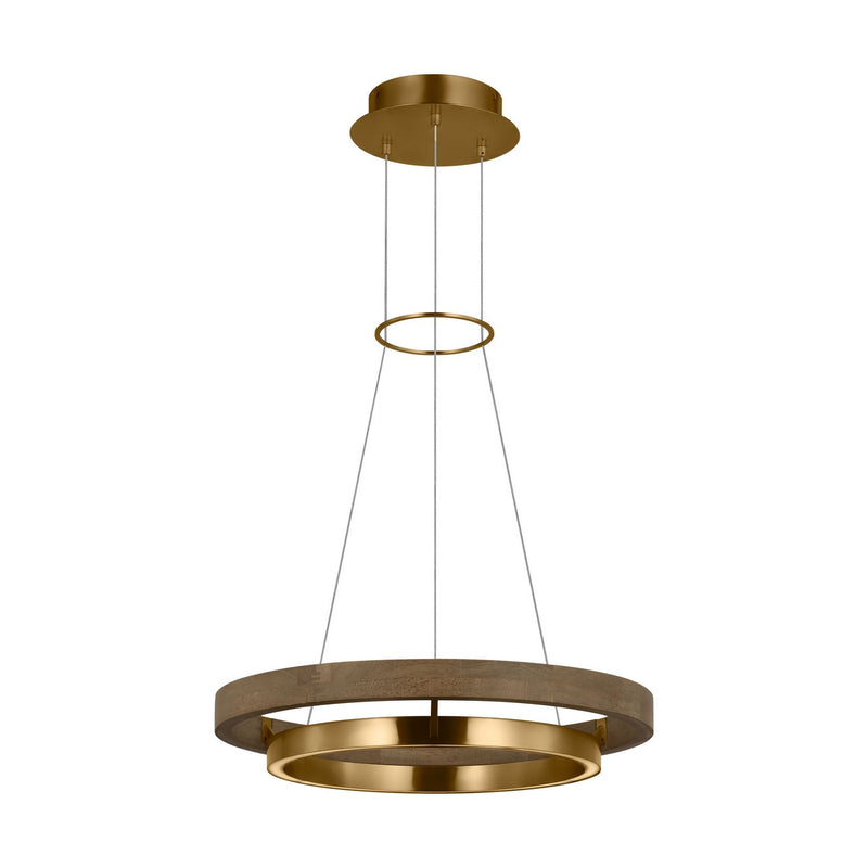Visual Comfort Modern 700GRC24NBW-LED930 LED Chandelier, Natural Brass/ Weathered Oak