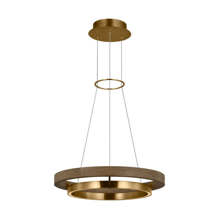 Visual Comfort Modern 700GRC24NBW-LED930 LED Chandelier, Natural Brass/ Weathered Oak