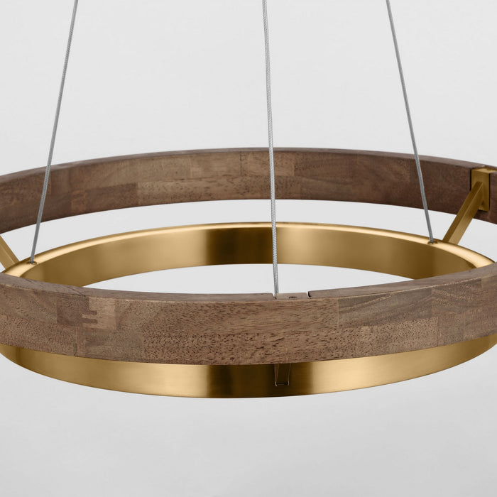 Visual Comfort Modern 700GRC24NBW-LED930 LED Chandelier, Natural Brass/ Weathered Oak
