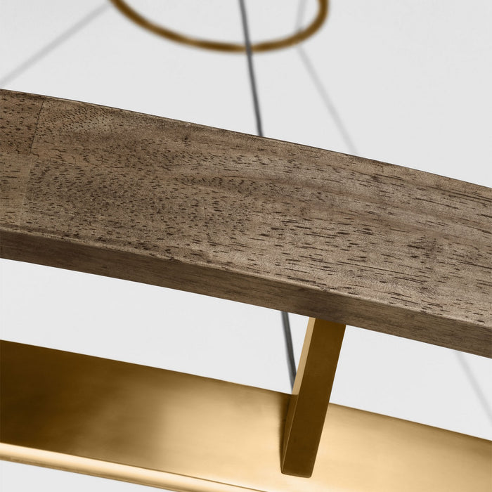 Visual Comfort Modern SLCH30030BW LED Chandelier, Matte Black/Weathered Oak Wood