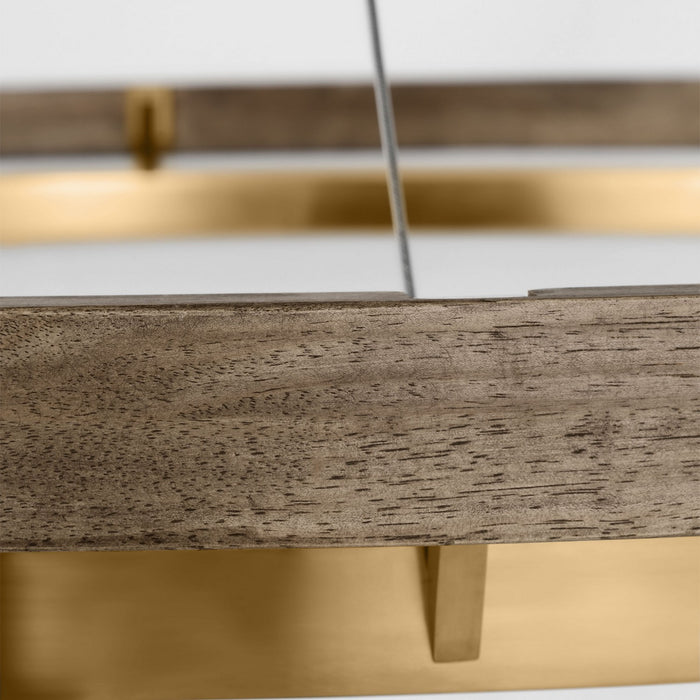 Visual Comfort Modern SLCH30030BW LED Chandelier, Matte Black/Weathered Oak Wood