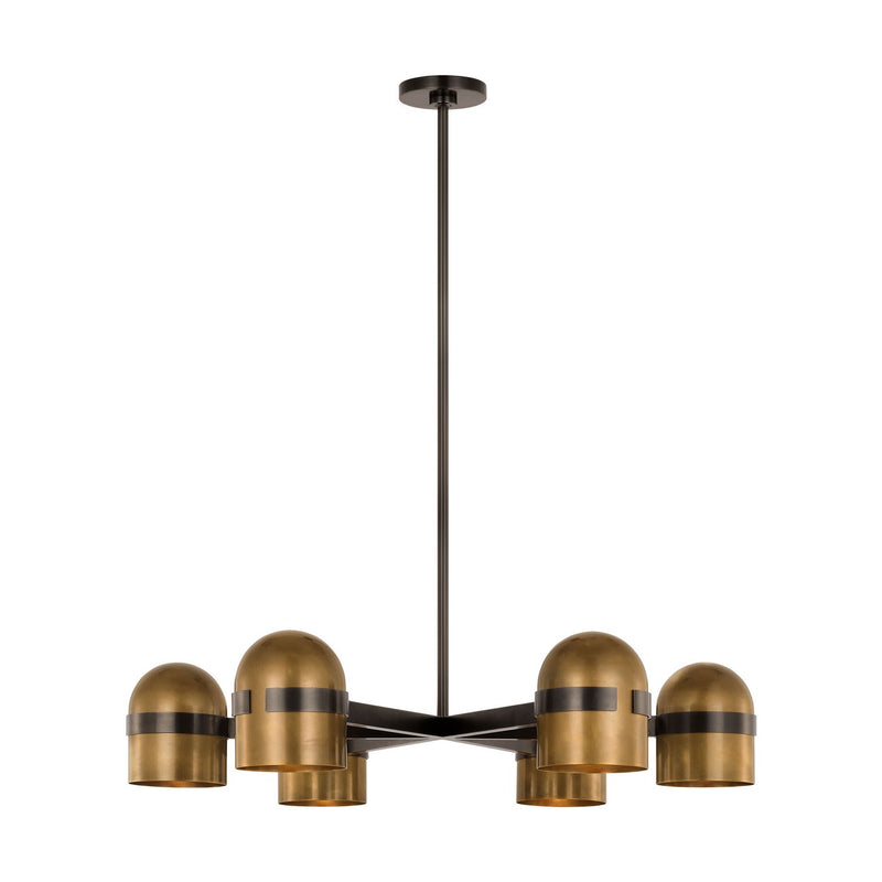 Visual Comfort Modern AKCH33427BDZ/BWB LED Chandelier, Blackened Bronze/Bright Worn Brass