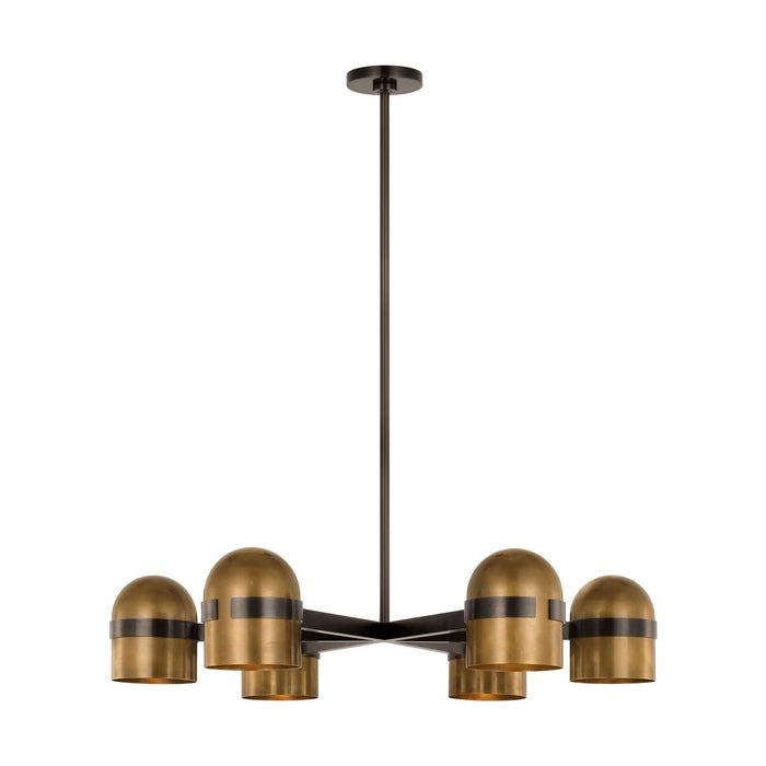 Visual Comfort Modern AKCH33427BDZ/BWB LED Chandelier, Blackened Bronze/Bright Worn Brass