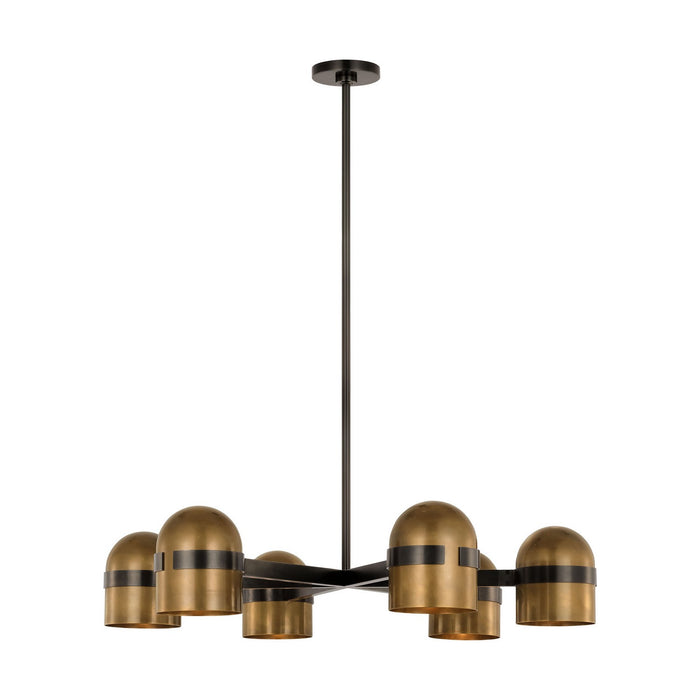 Visual Comfort Modern AKCH33427BDZ/BWB LED Chandelier, Blackened Bronze/Bright Worn Brass