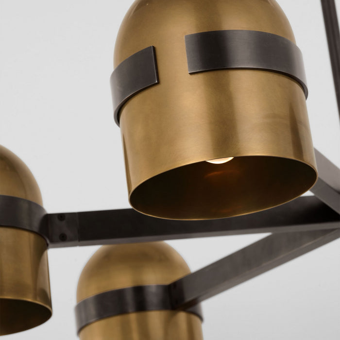 Visual Comfort Modern AKCH33427BDZ/BWB LED Chandelier, Blackened Bronze/Bright Worn Brass