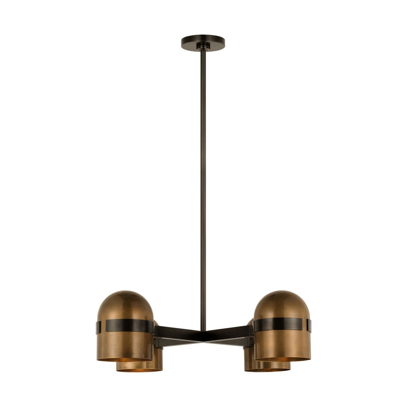 Visual Comfort Modern AKCH33527BDZ/BWB LED Chandelier, Blackened Bronze/Bright Worn Brass