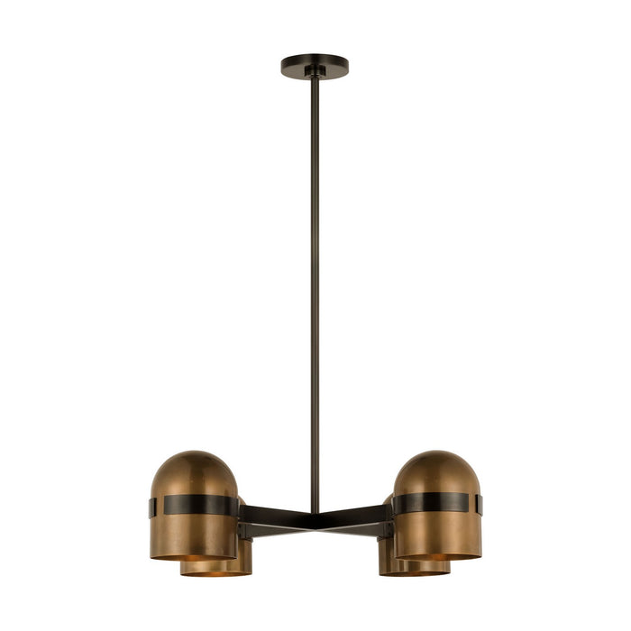 Visual Comfort Modern AKCH33527BDZ/BWB LED Chandelier, Blackened Bronze/Bright Worn Brass