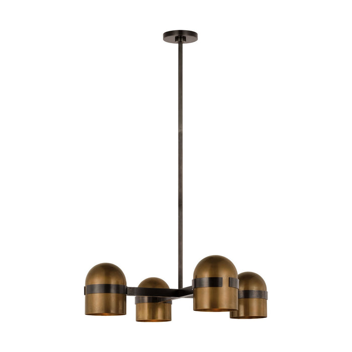 Visual Comfort Modern AKCH33527BDZ/BWB LED Chandelier, Blackened Bronze/Bright Worn Brass