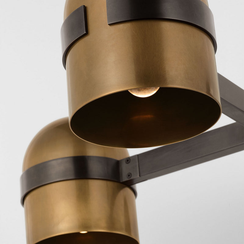 Visual Comfort Modern AKCH33527BDZ/BWB LED Chandelier, Blackened Bronze/Bright Worn Brass