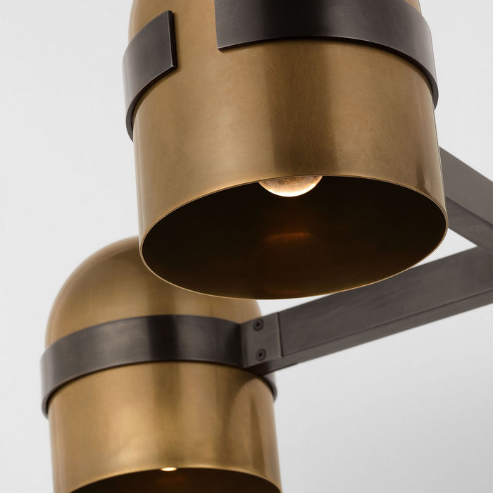 Visual Comfort Modern AKCH33527BDZ/BWB LED Chandelier, Blackened Bronze/Bright Worn Brass