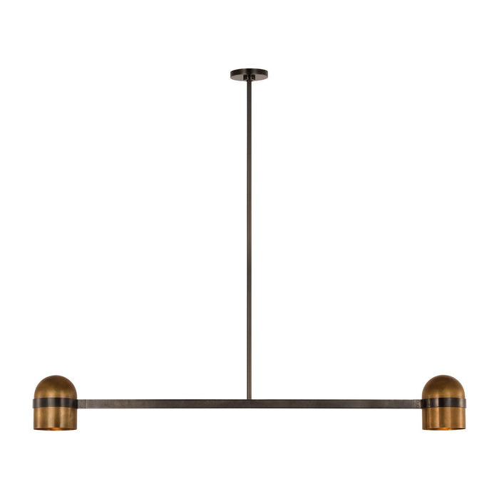 Visual Comfort Modern AKLS33627BDZ/BWB LED Linear Chandelier, Blackened Bronze/Bright Worn Brass