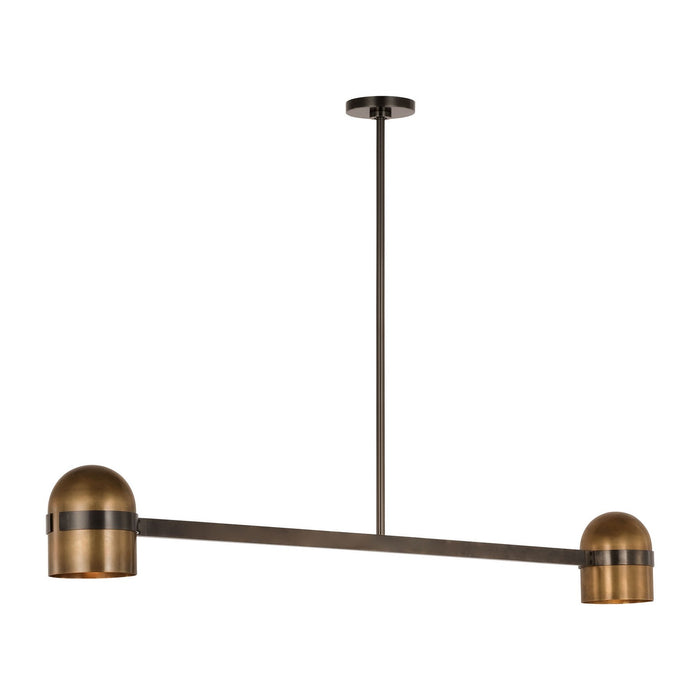 Visual Comfort Modern AKLS33627BDZ/BWB LED Linear Chandelier, Blackened Bronze/Bright Worn Brass
