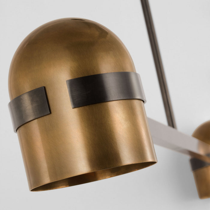 Visual Comfort Modern AKLS33627BDZ/BWB LED Linear Chandelier, Blackened Bronze/Bright Worn Brass