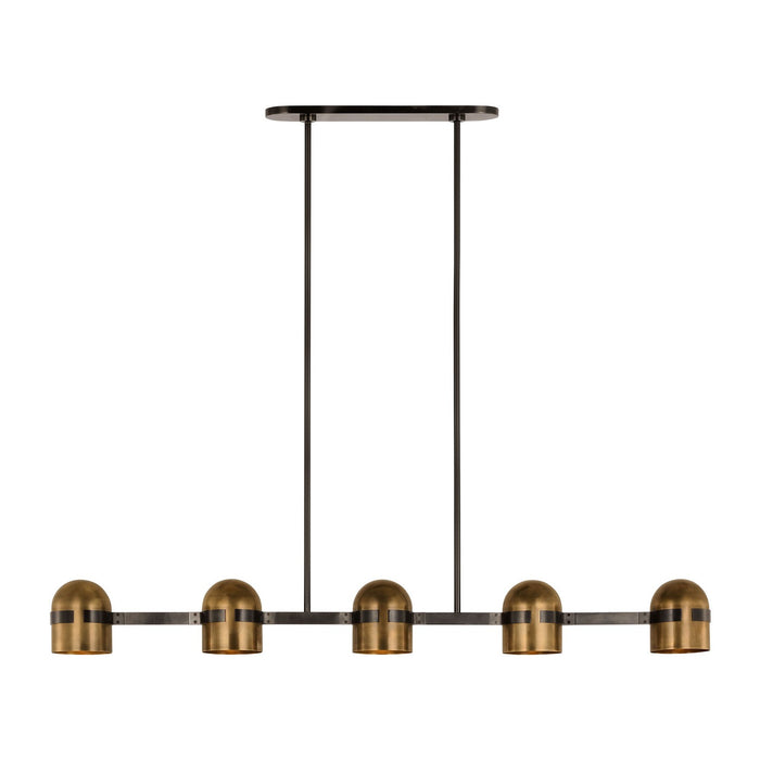 Visual Comfort Modern AKLS33727BDZ/BWB LED Linear Chandelier, Blackened Bronze/Bright Worn Brass
