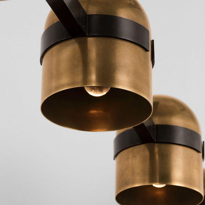 Visual Comfort Modern AKLS33727BDZ/BWB LED Linear Chandelier, Blackened Bronze/Bright Worn Brass