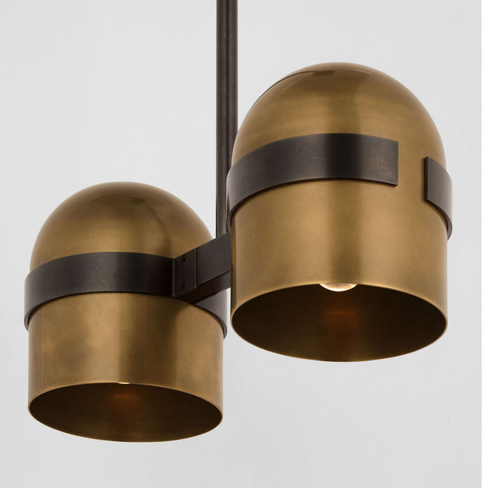 Visual Comfort Modern AKPD33827BDZ/BWB LED Pendant, Blackened Bronze/Bright Worn Brass